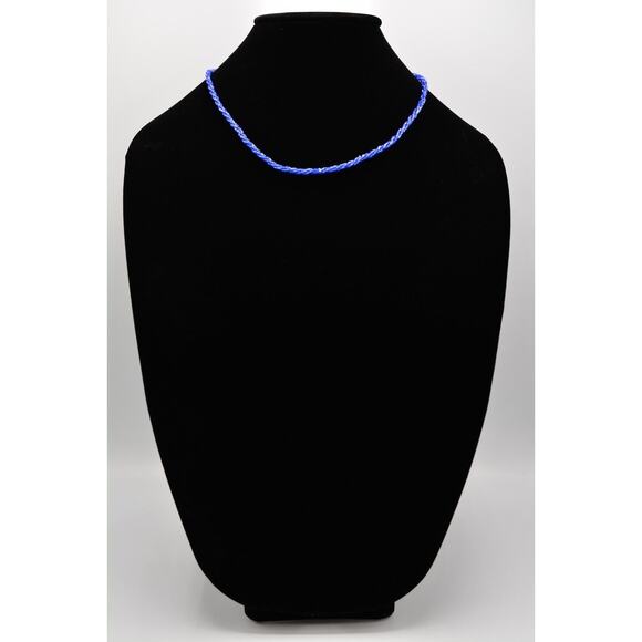 Nolan Miller Vintage Necklace Beaded Collar Metallic Royal Blue Signed BinP - Picture 3 of 12
